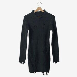 Wildfox Rowan Sweater Dress Size Small Destroyed Distressed Holes Mock Neck